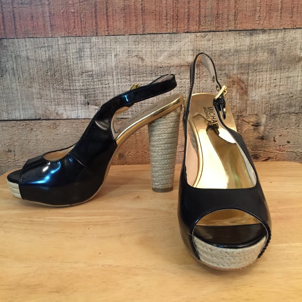 MICHAEL Kors Black Platform Slingback Sandal Sz 8M